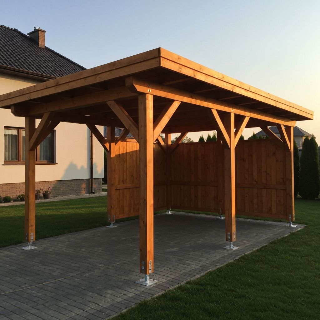 Solidna wiata drewniana zbudowana przez Dzik Wood - masywna konstrukcja z litego drewna z fundamentem i montazem w cenie