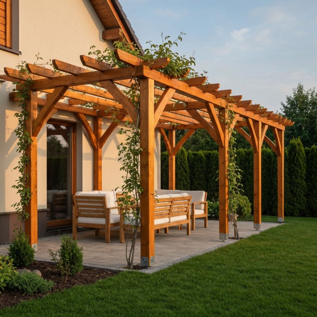 Drewniana pergola przy domu - realizacja Dzik Wood